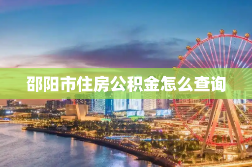 邵阳市住房公积金怎么查询