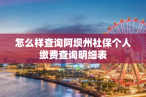怎么样查询阿坝州社保个人缴费查询明细表