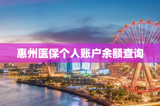 惠州医保个人账户余额查询